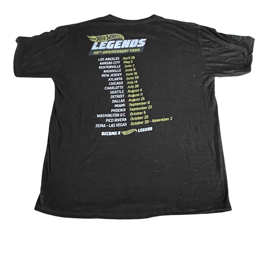 Hot Wheels Legends 50th Anniversary Tour T-Shirt Mens XL Black Graphic Tee 2018